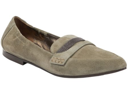 Military Monili Embellished Suede Flat Online Sale