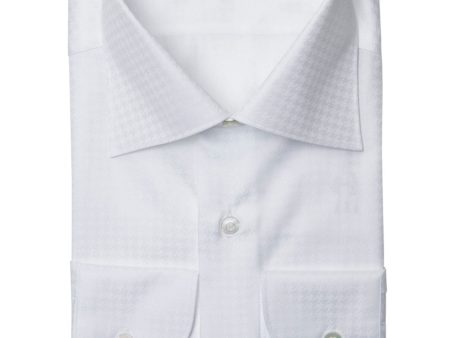 White Houndstooth Check Dress Shirt For Sale