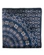 Beige and Navy Medallion Pocket Square Online Hot Sale