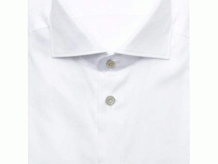 White Basic Twill Dress Shirt Discount