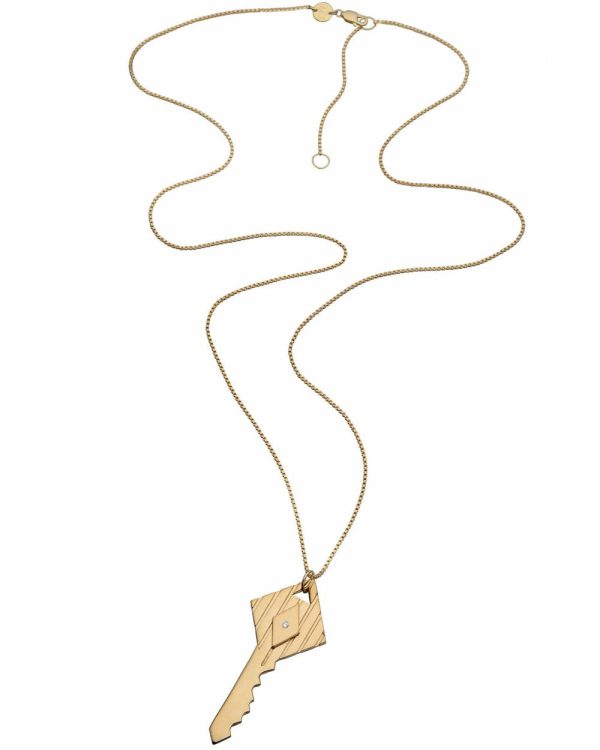 Gold Vermeil Eliot Long Chain Key Necklace Discount