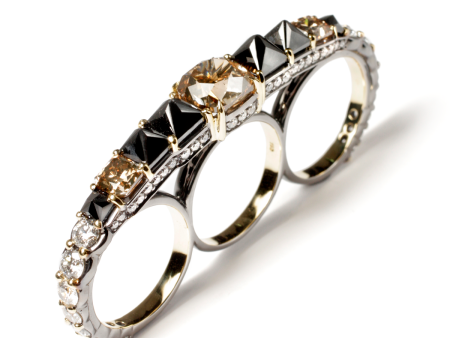 Ara Vartanian Brown, Black, and White Diamond Triple Ring Online