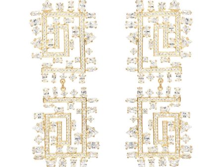 14k Gold Vermeil 1920 Clear Crystal Earrings Supply