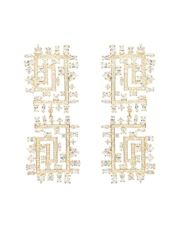 14k Gold Vermeil 1920 Clear Crystal Earrings Supply