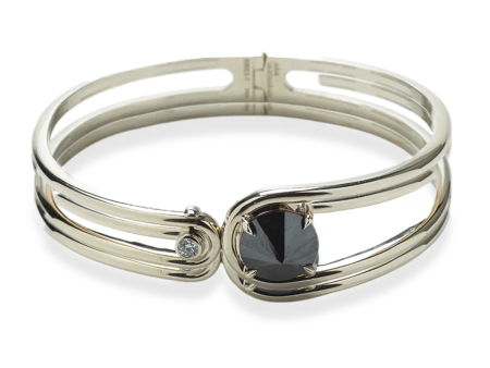 Biela Bracelet in 18k White Gold with Black and White Diamonds For Cheap