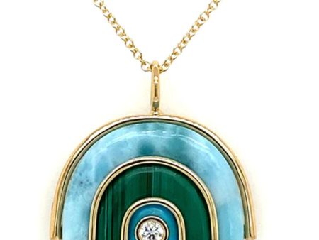 18k Yellow Gold Small Turquoise Marianne Necklace on Sale