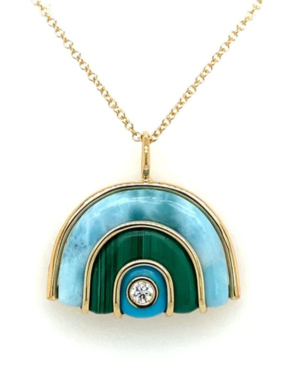 18k Yellow Gold Small Turquoise Marianne Necklace on Sale