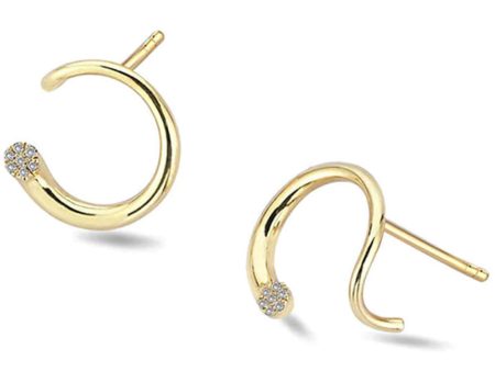 18k Yellow Gold Whirl Diamond Earrings Discount