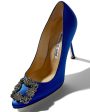 Hangisi Satin Jewel Buckle Pump in Blue Discount