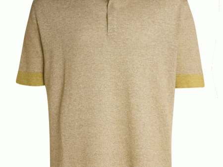 Mustard Textured Short Sleeve Polo For Discount