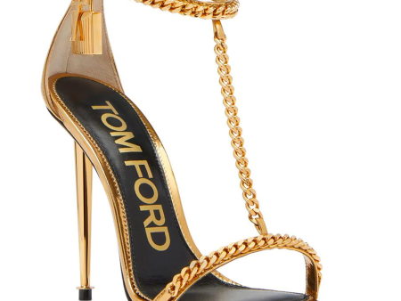 Mirrored Calf Pointy Naked Sandal in Gold Supply