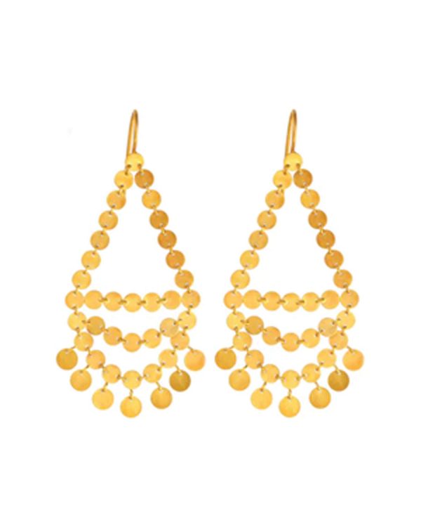 20k Yellow Gold Extra Large Dancing Sequins Earrings For Sale