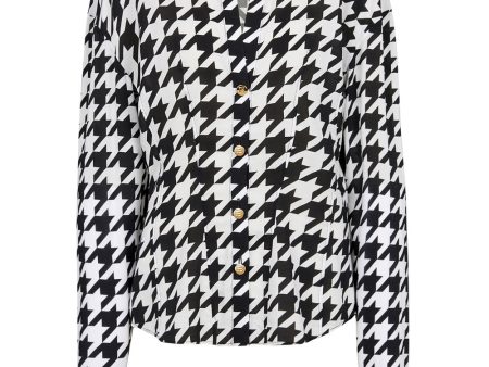 Noir and Blanc Houndstooth Shirt Cheap