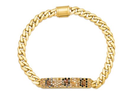 18k Yellow Gold Leopard Pavé Diamond ID Bracelet on Sale