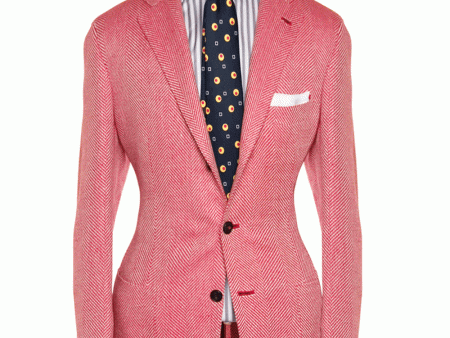 Red and White Chevron Sportcoat For Sale