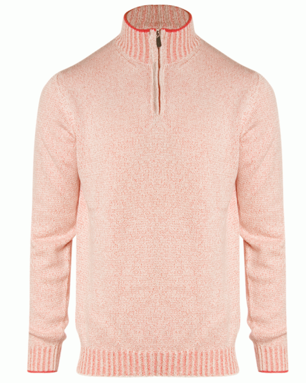 Marled Coral Vaniset Quarter Zip Sweater Discount