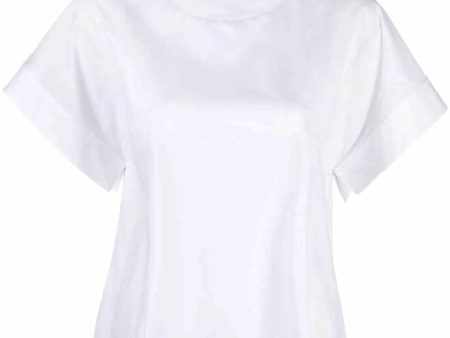 White Short Sleeve Draped T-Shirt For Discount