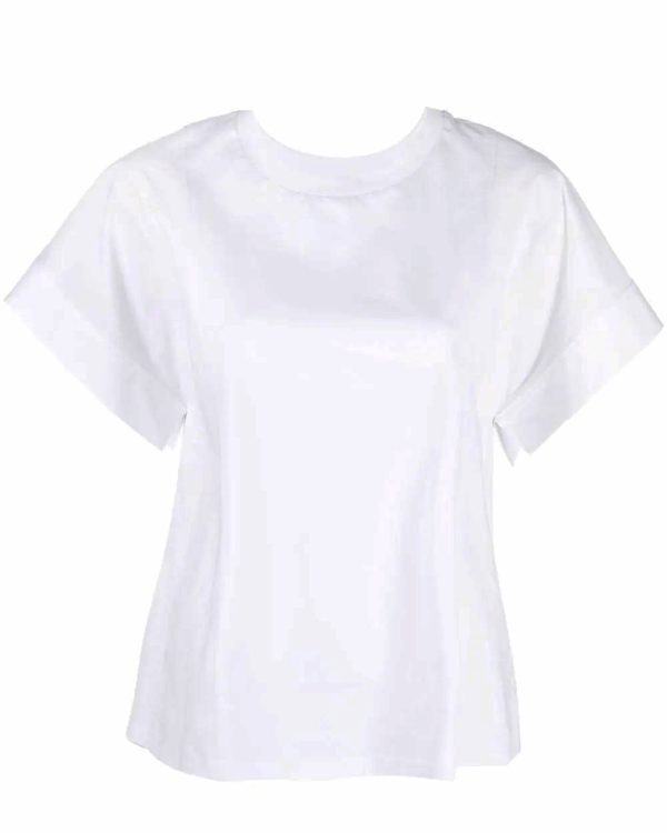 White Short Sleeve Draped T-Shirt For Discount