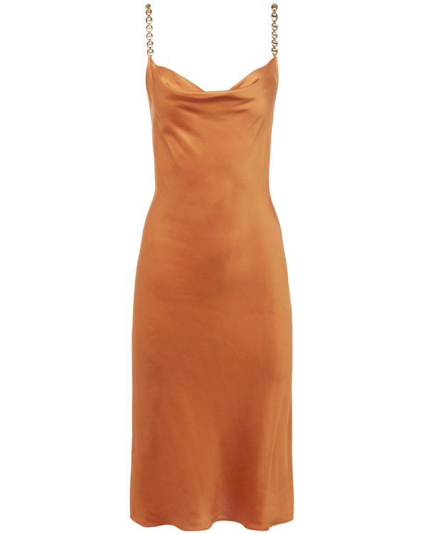 Soft Caramel Amina Cowl Neck Midi Slip Dress For Cheap