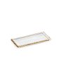 Small Clear Textured Rectangular Tray with Gold Rim For Sale