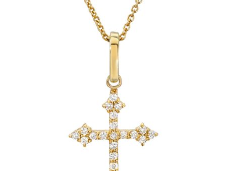 14k Yellow Gold Baby Diamond Cross Pendant Supply