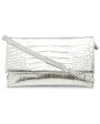 Sofia Crocodile Clutch in Metallic Silver Cheap