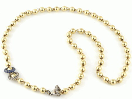 18k Yellow Gold Diamond Rondelles Beaded Necklace Hot on Sale