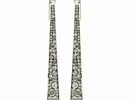 18k White Gold Diamond Moon Drop Earrings Fashion