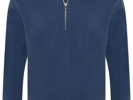 Azzurro Quarter Zip Cotton Sweatshirt Cheap