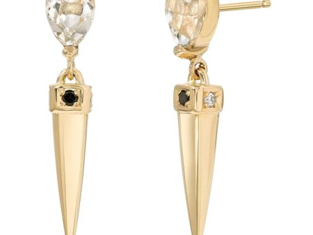 14k Yellow Gold Spike Diamond Drop Earrings Supply