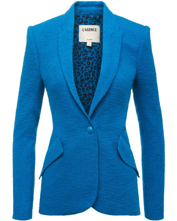 Teal Boucle Single Breasted Chamberlain Blazer For Discount