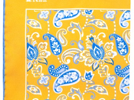 Yellow and Blue Paisley Pocket Square Supply