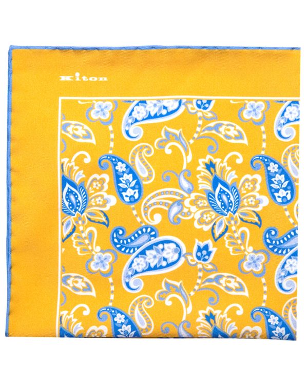 Yellow and Blue Paisley Pocket Square Supply