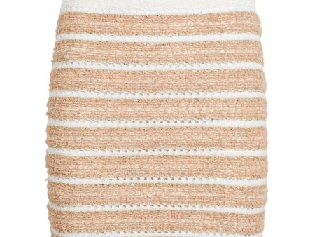 Beige Stripe Tweed Skirt Cheap