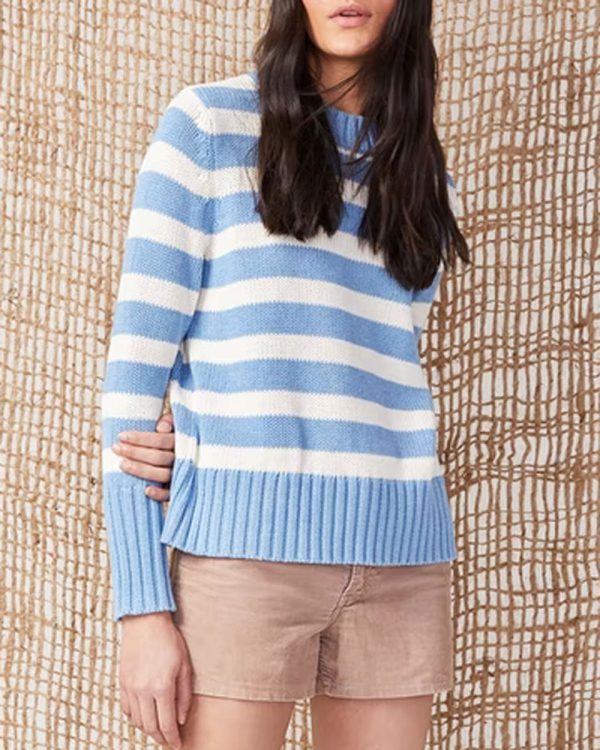 The Tatum Pullover in Scandi Blue and Cream Stripe For Cheap