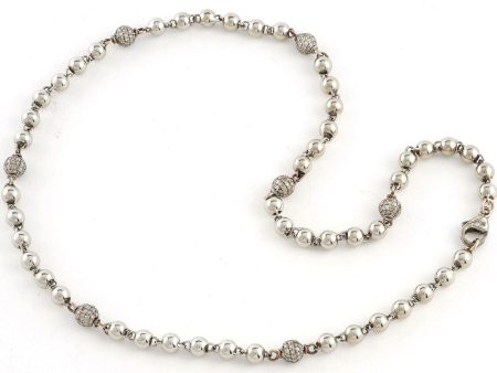 18k White Gold Bead Necklace on Sale