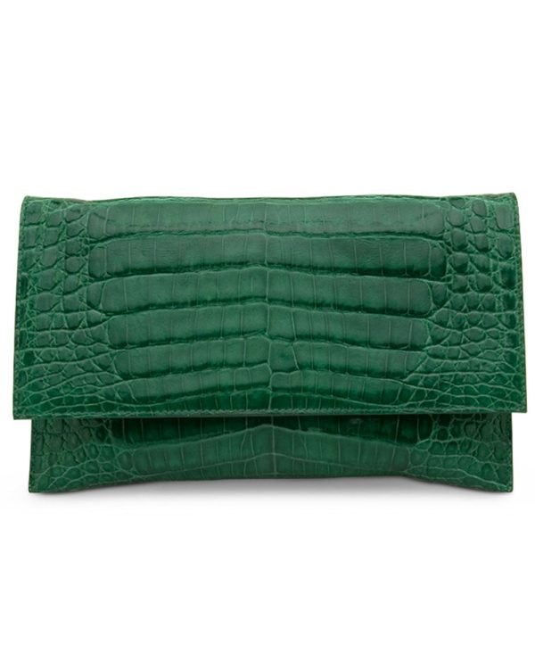 Sofia Caiman Clutch in Emerald Fashion