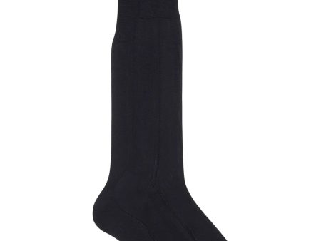 Silk Over the Calf Socks in Navy on Sale