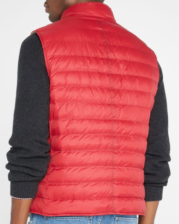 Red Quilted Nylon Snap Vest Cheap