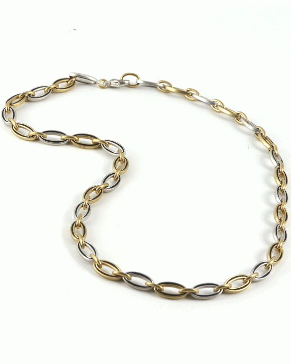 18k Yellow Gold and Platinum Mirage Link Necklace Sale