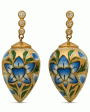 22k Yellow Gold Painted Floral Diamond Drop Earrings Online now