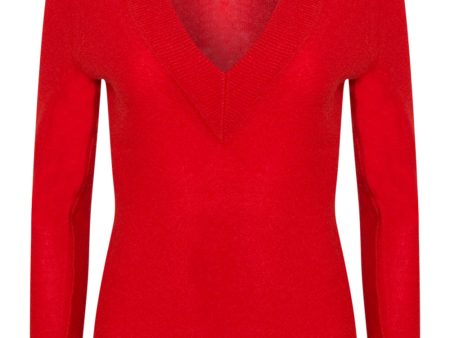 Red Coleta V Neck Cashmere Sweater Online now