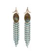 18k Yellow Gold Jundah Turquoise Bead Cascade Earrings For Sale