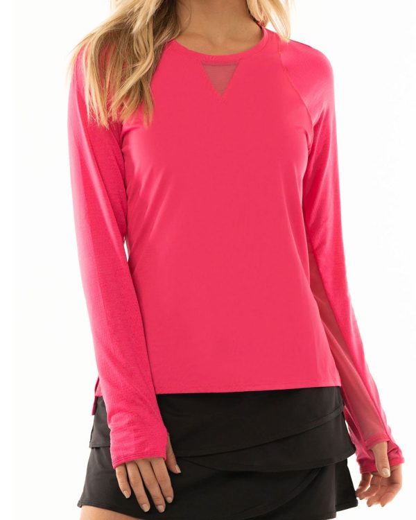 Shocking Pink High Low Long Sleeve For Cheap