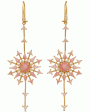 18k Yellow Gold Pink Opal Galaxy Diamond Earrings Fashion