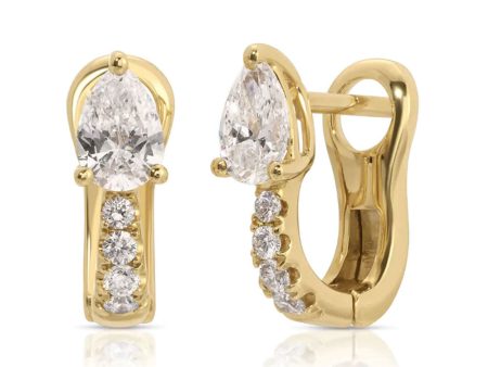 18k Yellow Gold Diamond Huggie Earrings on Sale