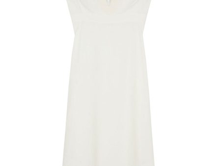 White Fluid Linen Midi Dress Fashion