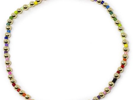 14k Gold and Rainbow Dottie Stretch Bracelet Online now