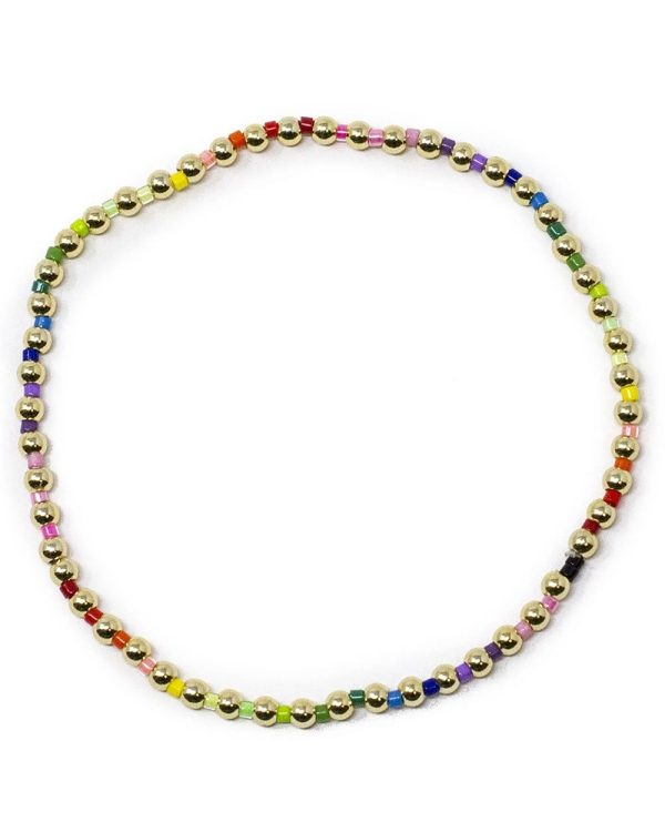 14k Gold and Rainbow Dottie Stretch Bracelet Online now