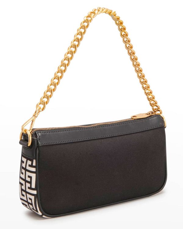 B-Army Logo Monogram Chain Pouch in Noir and Ivory Discount